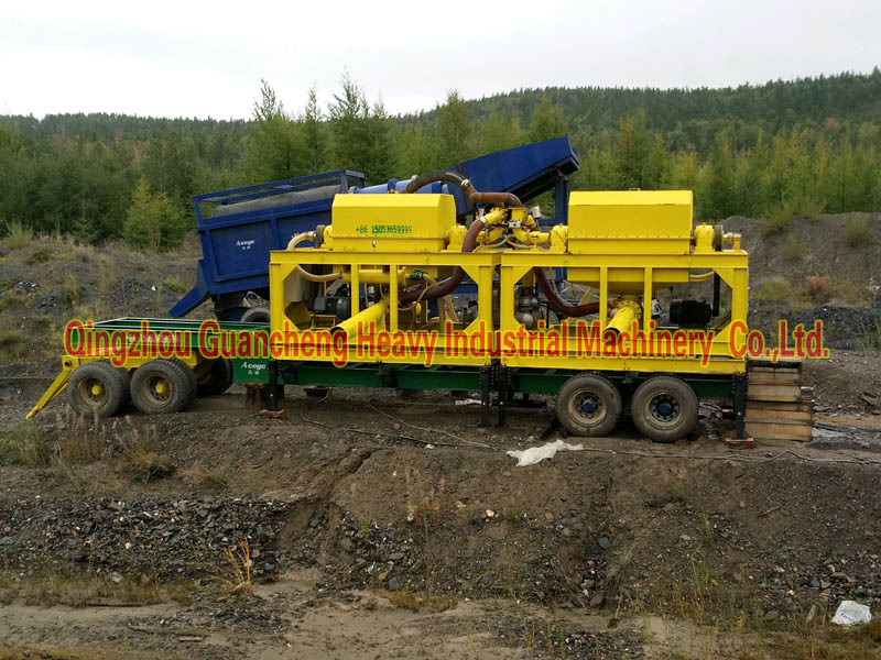 Portable trommel screen&horizontal centrifuge gold separating car