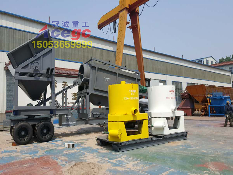 Gold mining machine:Vibrating feeder+gold trommel+2set concentrator